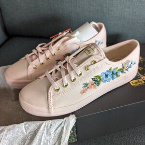 🆕 NIB/NWT | KEDS x RIFLE PAPER CO. Embroidered Floral Blush Canvas Lace Ups | 7